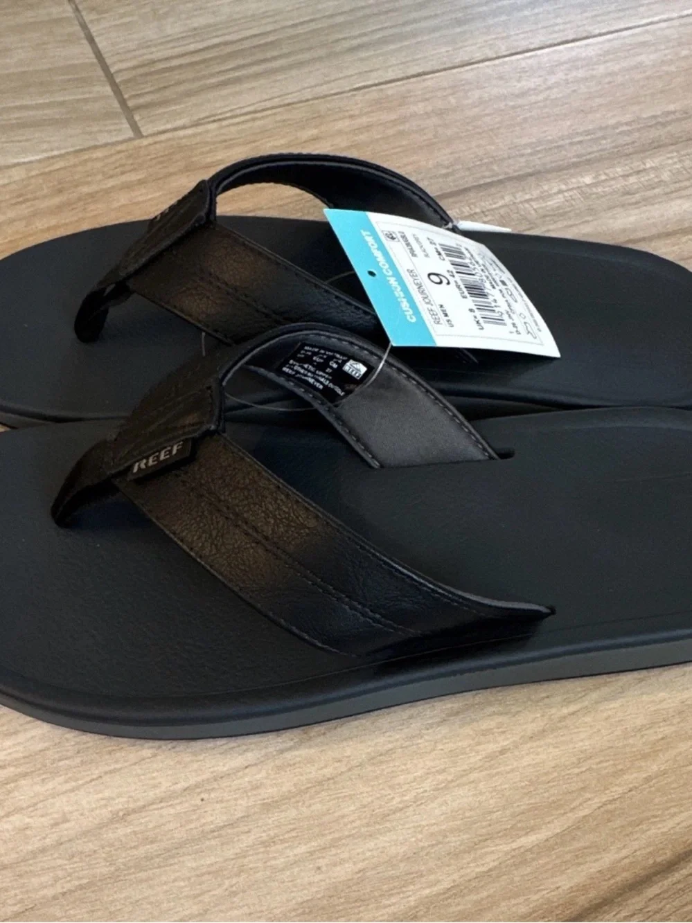 Reef Journeyer Thong Sandals Black/Gray Logo Slip-On Men US 9 EU 42